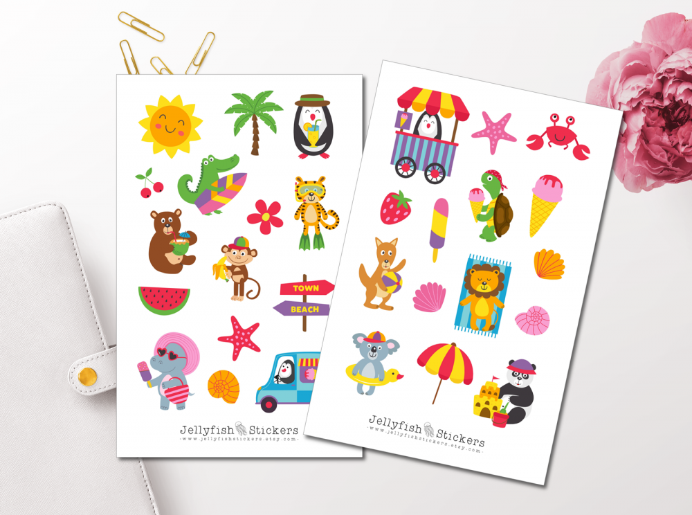 Strand Tiere Sticker Set